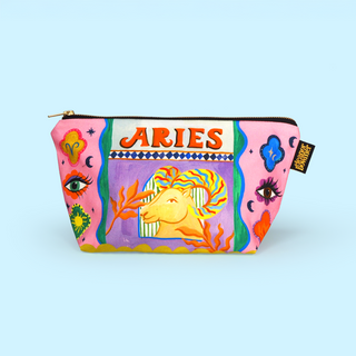 Eleanor Bowmer Zodiac Zip Bag featuring Aries star sign design – stylish astrological accessory