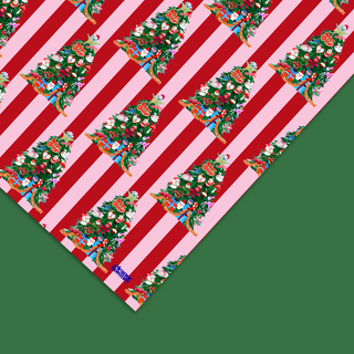 Christmas Tree Candy Stripe Gift Wrap