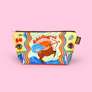 Eleanor Bowmer Zodiac Zip Bag featuring Sagittarius star sign design – stylish astrological accessory
