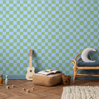 Blue & Green Checkerboard Wallpaper