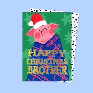 Happy Christmas Brother Pigs in Blankets Card