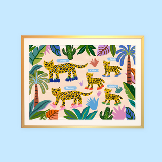 Leopard Family Personalised Print