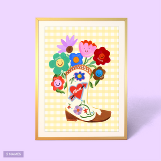 Mum Floral Boot Vase Print