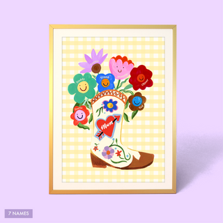 Mum Floral Boot Vase Print