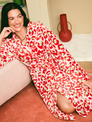 Leopard Print Fleece Robe