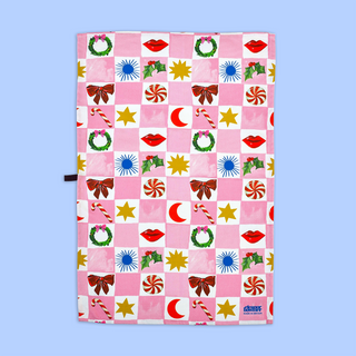Kissmas Checkerboard Tea Towel