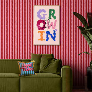 Red & Pink Painted Stripe Wallpaper