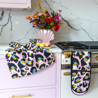 Pink Leopard Print Tea Towel