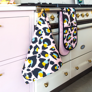 Pink Leopard Print Tea Towel